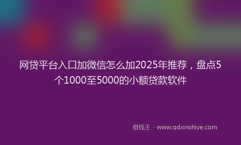 网贷平台入口加微信怎么加2025年推荐，盘点5个1000至5000的小额贷款软件