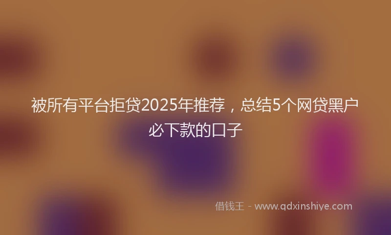 被所有平台拒贷2025年推荐，总结5个网贷黑户必下款的口子