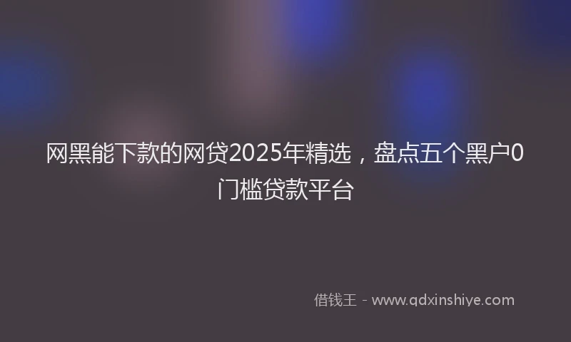 网黑能下款的网贷2025年精选，盘点五个黑户0门槛贷款平台