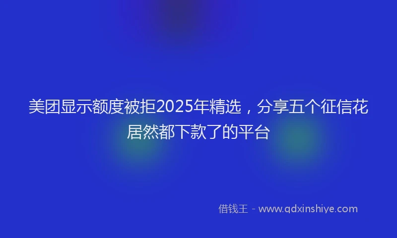 美团显示额度被拒2025年精选，分享五个征信花居然都下款了的平台