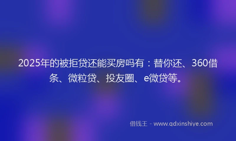 2025年的被拒贷还能买房吗有：替你还、360借条、微粒贷、投友圈、e微贷等。
