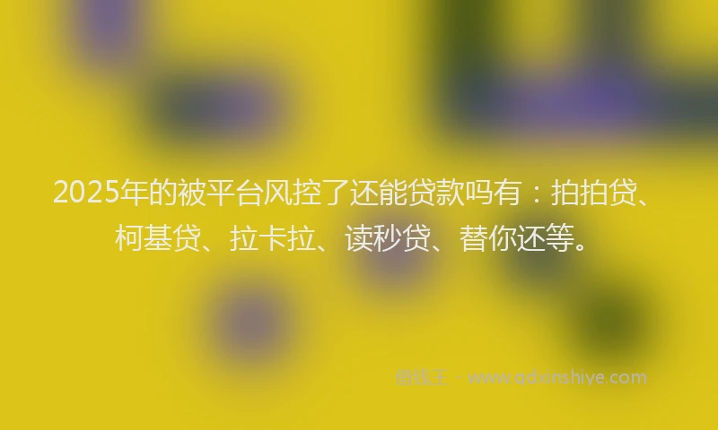 2025年的被平台风控了还能贷款吗有：拍拍贷、柯基贷、拉卡拉、读秒贷、替你还等。