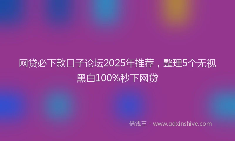 网贷必下款口子论坛2025年推荐，整理5个无视黑白100%秒下网贷