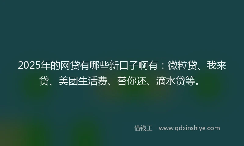 2025年的网贷有哪些新口子啊有：微粒贷、我来贷、美团生活费、替你还、滴水贷等。