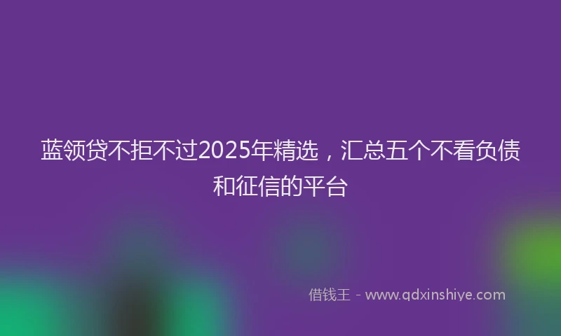 蓝领贷不拒不过2025年精选，汇总五个不看负债和征信的平台