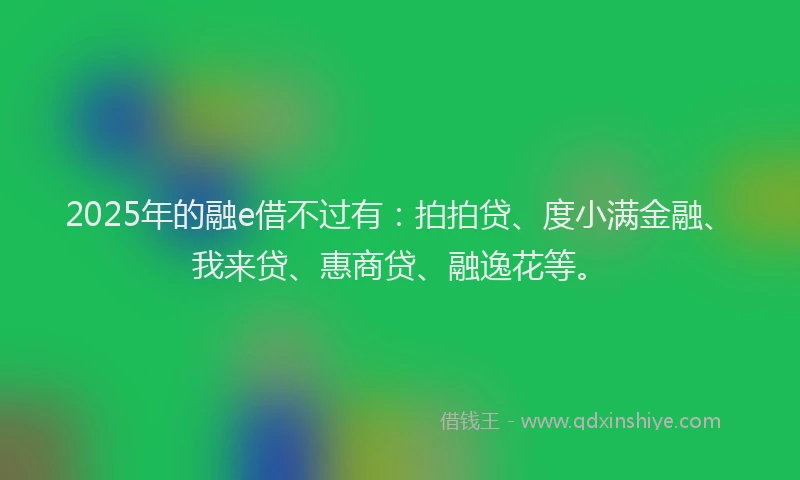 2025年的融e借不过有：拍拍贷、度小满金融、我来贷、惠商贷、融逸花等。