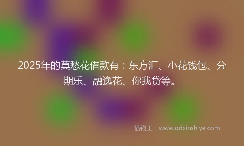 2025年的莫愁花借款有：东方汇、小花钱包、分期乐、融逸花、你我贷等。