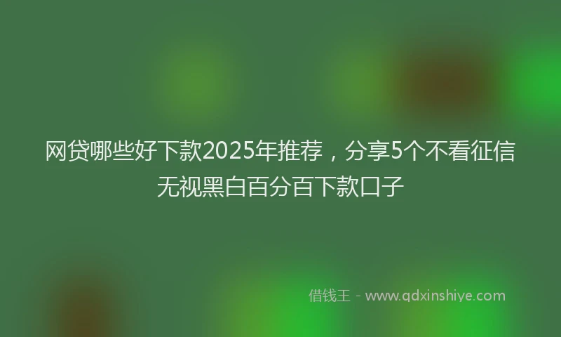 网贷哪些好下款2025年推荐，分享5个不看征信无视黑白百分百下款口子