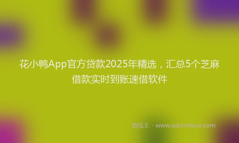 花小鸭App官方贷款2025年精选，汇总5个芝麻借款实时到账速借软件