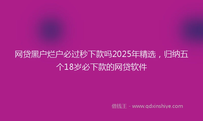 网贷黑户烂户必过秒下款吗2025年精选，归纳五个18岁必下款的网贷软件
