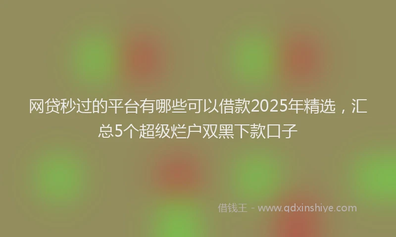 网贷秒过的平台有哪些可以借款2025年精选，汇总5个超级烂户双黑下款口子