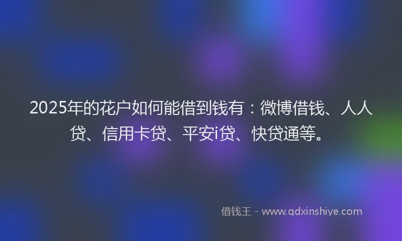 2025年的花户如何能借到钱有：微博借钱、人人贷、信用卡贷、平安i贷、快贷通等。