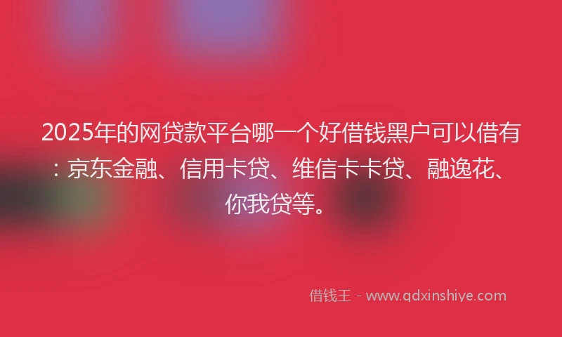 2025年的网贷款平台哪一个好借钱黑户可以借有：京东金融、信用卡贷、维信卡卡贷、融逸花、你我贷等。