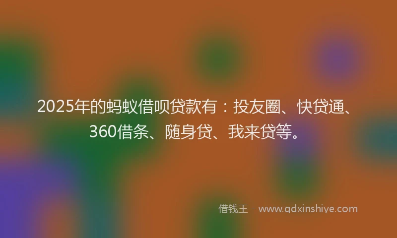 2025年的蚂蚁借呗贷款有：投友圈、快贷通、360借条、随身贷、我来贷等。