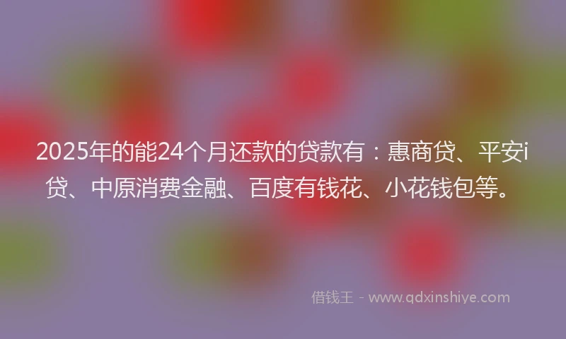 2025年的能24个月还款的贷款有：惠商贷、平安i贷、中原消费金融、百度有钱花、小花钱包等。