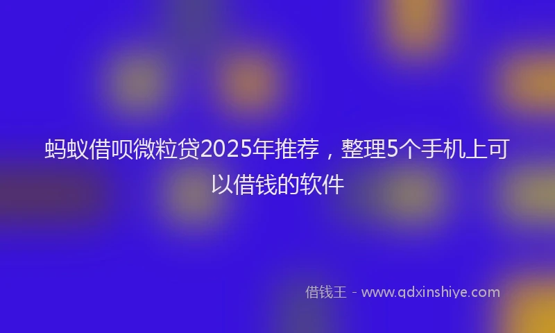 蚂蚁借呗微粒贷2025年推荐，整理5个手机上可以借钱的软件