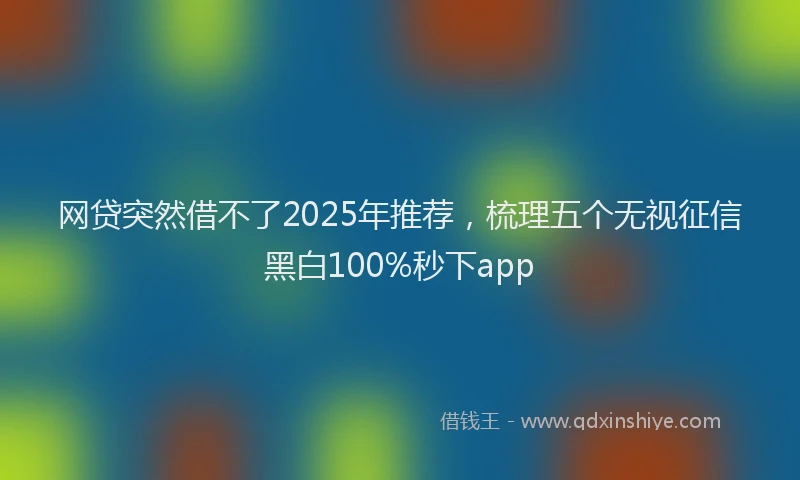 网贷突然借不了2025年推荐，梳理五个无视征信黑白100%秒下app