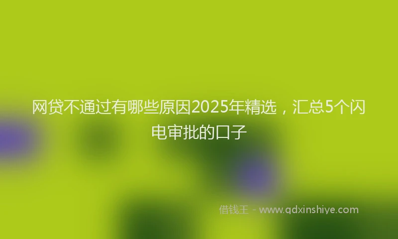 网贷不通过有哪些原因2025年精选，汇总5个闪电审批的口子