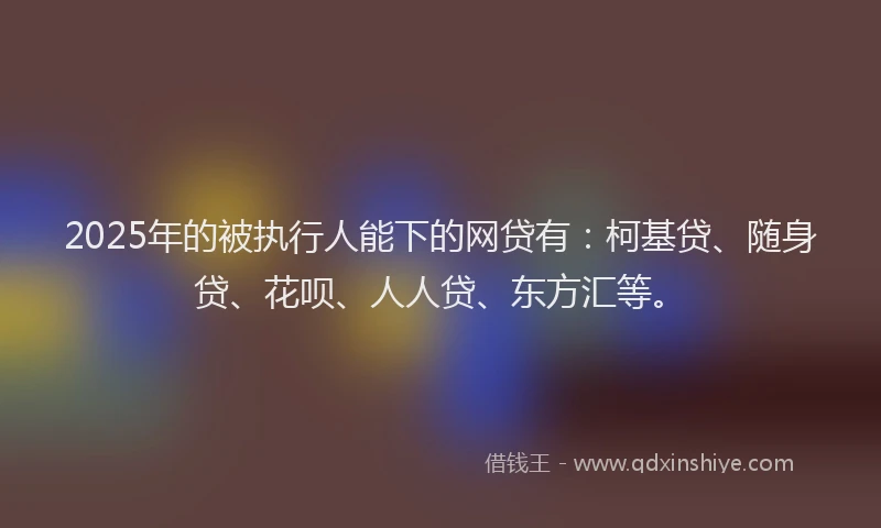 2025年的被执行人能下的网贷有：柯基贷、随身贷、花呗、人人贷、东方汇等。