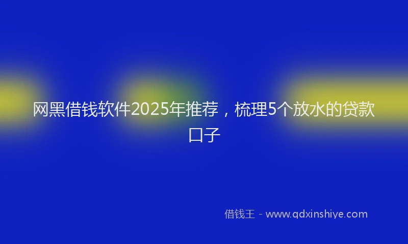 网黑借钱软件2025年推荐，梳理5个放水的贷款口子
