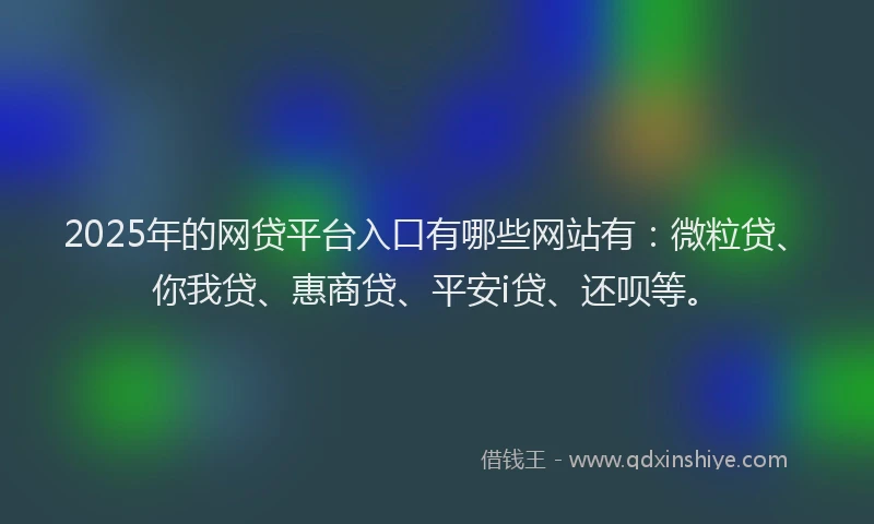 2025年的网贷平台入口有哪些网站有：微粒贷、你我贷、惠商贷、平安i贷、还呗等。