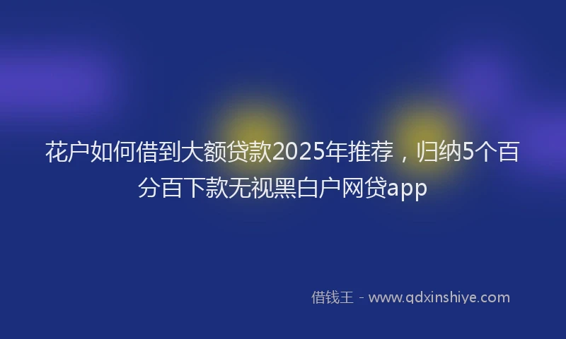 花户如何借到大额贷款2025年推荐，归纳5个百分百下款无视黑白户网贷app