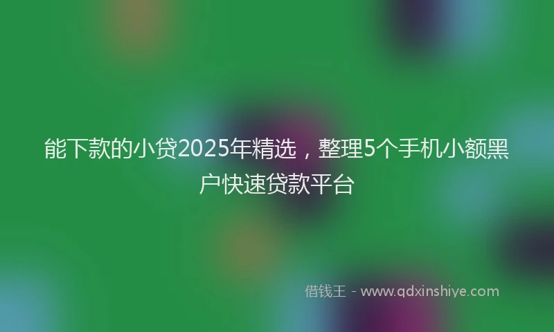 能下款的小贷2025年精选，整理5个手机小额黑户快速贷款平台