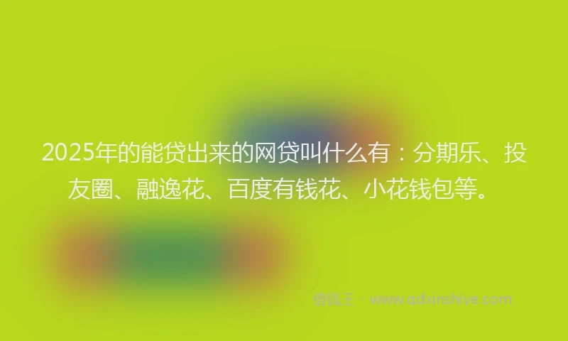 2025年的能贷出来的网贷叫什么有：分期乐、投友圈、融逸花、百度有钱花、小花钱包等。