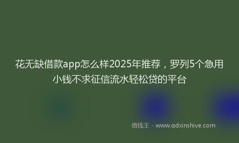 花无缺借款app怎么样2025年推荐，罗列5个急用小钱不求征信流水轻松贷的平台