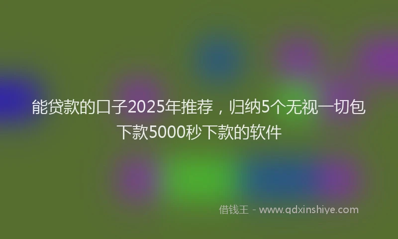 能贷款的口子2025年推荐，归纳5个无视一切包下款5000秒下款的软件
