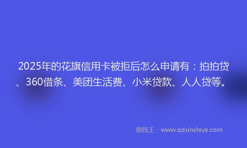 2025年的花旗信用卡被拒后怎么申请有：拍拍贷、360借条、美团生活费、小米贷款、人人贷等。