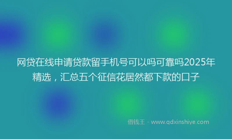 网贷在线申请贷款留手机号可以吗可靠吗2025年精选，汇总五个征信花居然都下款的口子