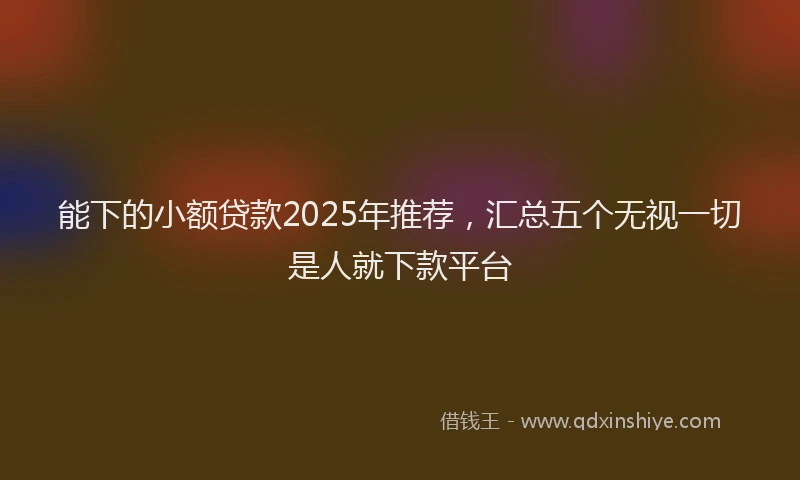 能下的小额贷款2025年推荐，汇总五个无视一切是人就下款平台