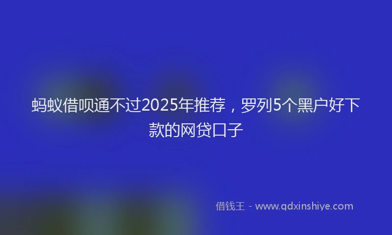 蚂蚁借呗通不过2025年推荐，罗列5个黑户好下款的网贷口子
