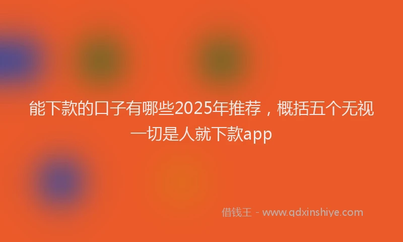 能下款的口子有哪些2025年推荐，概括五个无视一切是人就下款app