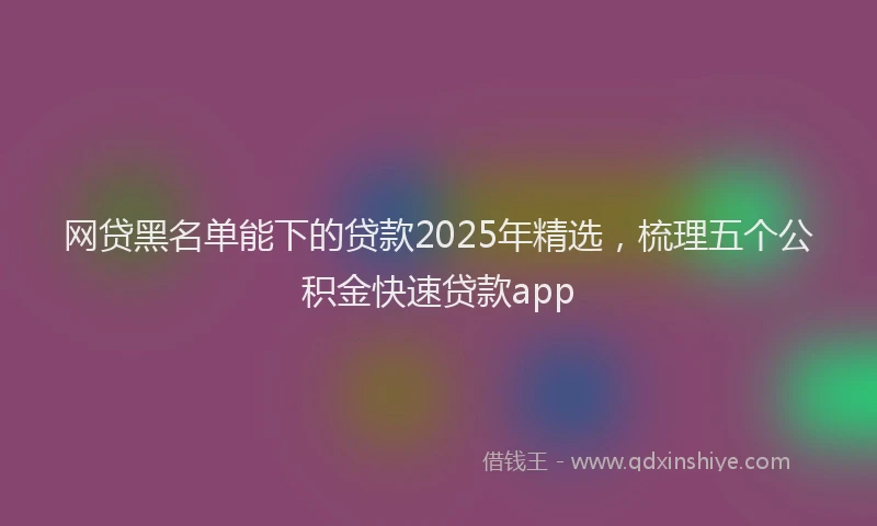 网贷黑名单能下的贷款2025年精选，梳理五个公积金快速贷款app