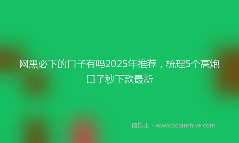 网黑必下的口子有吗2025年推荐，梳理5个高炮口子秒下款最新