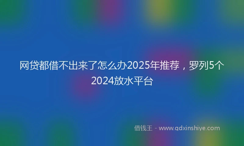 网贷都借不出来了怎么办2025年推荐，罗列5个2024放水平台