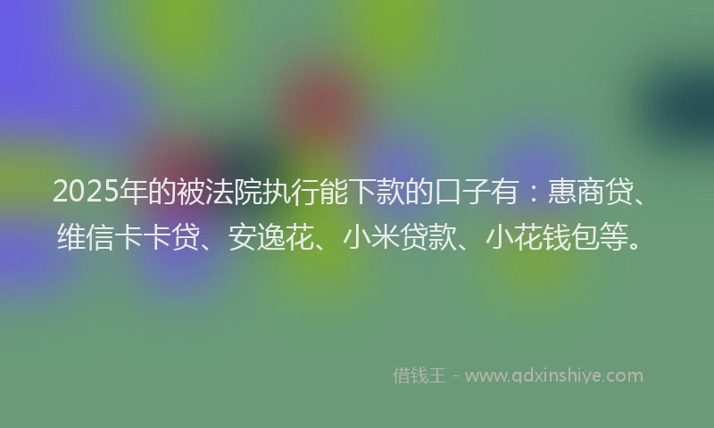 2025年的被法院执行能下款的口子有：惠商贷、维信卡卡贷、安逸花、小米贷款、小花钱包等。
