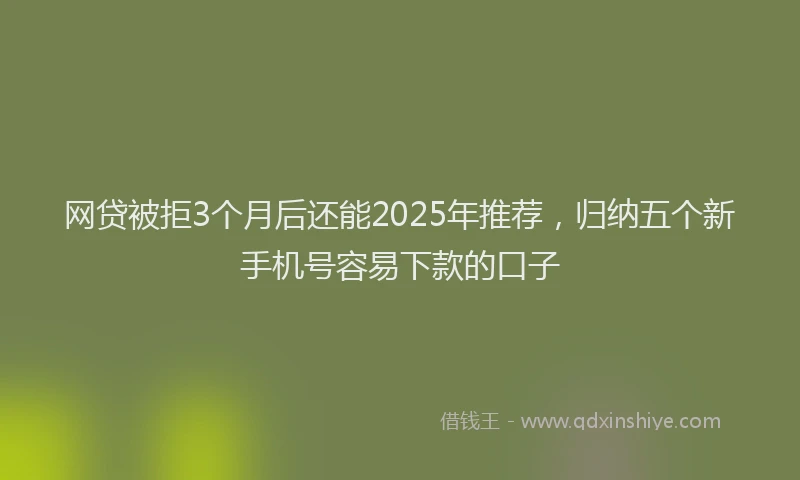 网贷被拒3个月后还能2025年推荐，归纳五个新手机号容易下款的口子