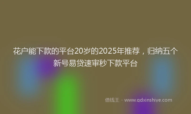 花户能下款的平台20岁的2025年推荐，归纳五个新号易贷速审秒下款平台