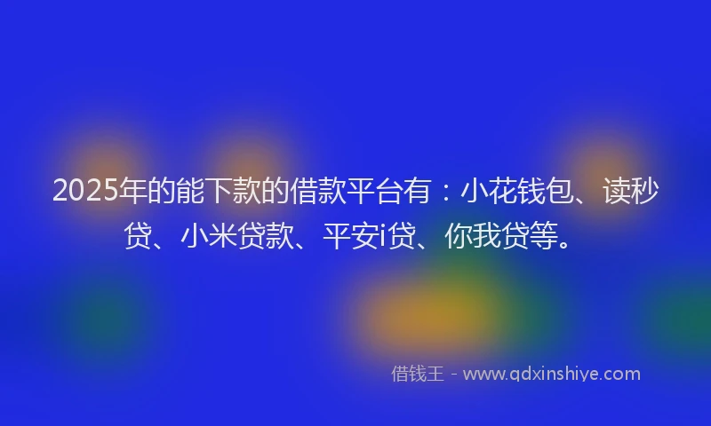 2025年的能下款的借款平台有：小花钱包、读秒贷、小米贷款、平安i贷、你我贷等。