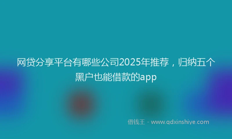 网贷分享平台有哪些公司2025年推荐，归纳五个黑户也能借款的app