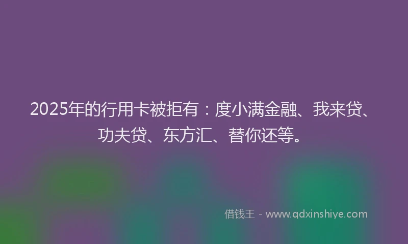 2025年的行用卡被拒有：度小满金融、我来贷、功夫贷、东方汇、替你还等。