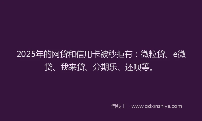 2025年的网贷和信用卡被秒拒有：微粒贷、e微贷、我来贷、分期乐、还呗等。