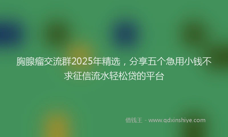 胸腺瘤交流群2025年精选，分享五个急用小钱不求征信流水轻松贷的平台