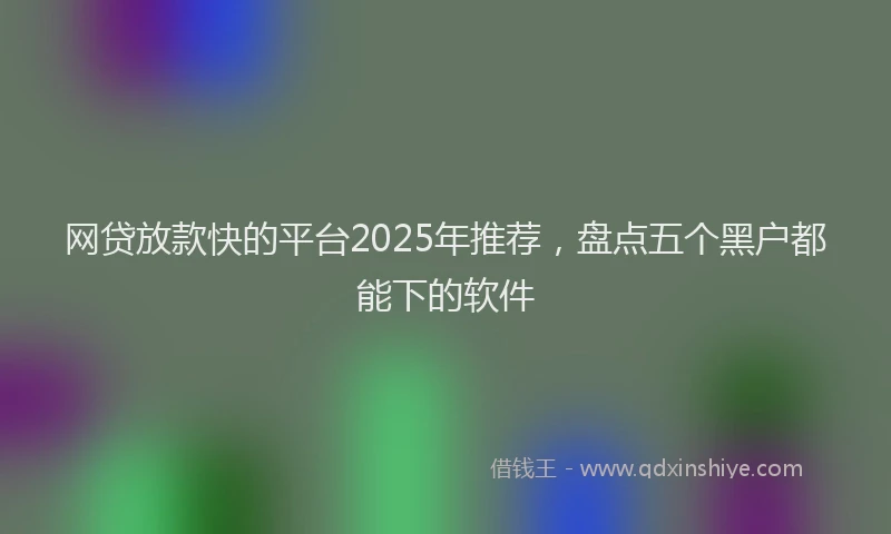 网贷放款快的平台2025年推荐，盘点五个黑户都能下的软件