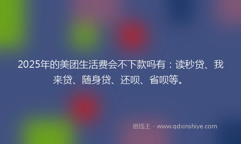 2025年的美团生活费会不下款吗有：读秒贷、我来贷、随身贷、还呗、省呗等。