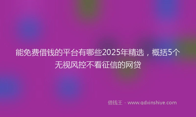 能免费借钱的平台有哪些2025年精选，概括5个无视风控不看征信的网贷