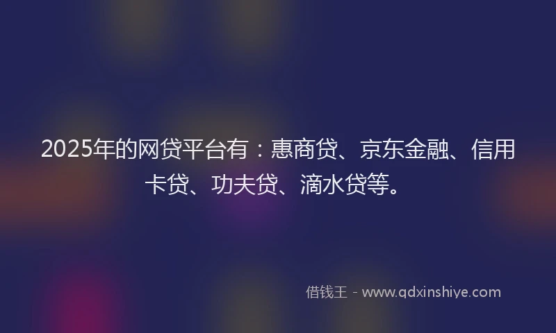 2025年的网贷平台有：惠商贷、京东金融、信用卡贷、功夫贷、滴水贷等。
